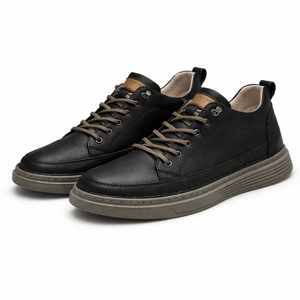 OrthoRelief Black / 38 (UK 6) Men’s Leather Orthopedic Shoes – Step Taller, Walk Easier