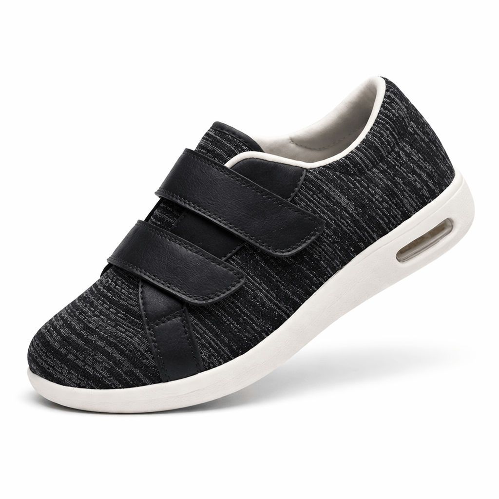 OrthoRelief Black Grey / 37 (UK 4) Orthopedic Comfort Hook-Closure Shoes – Gentle Bunion Relief