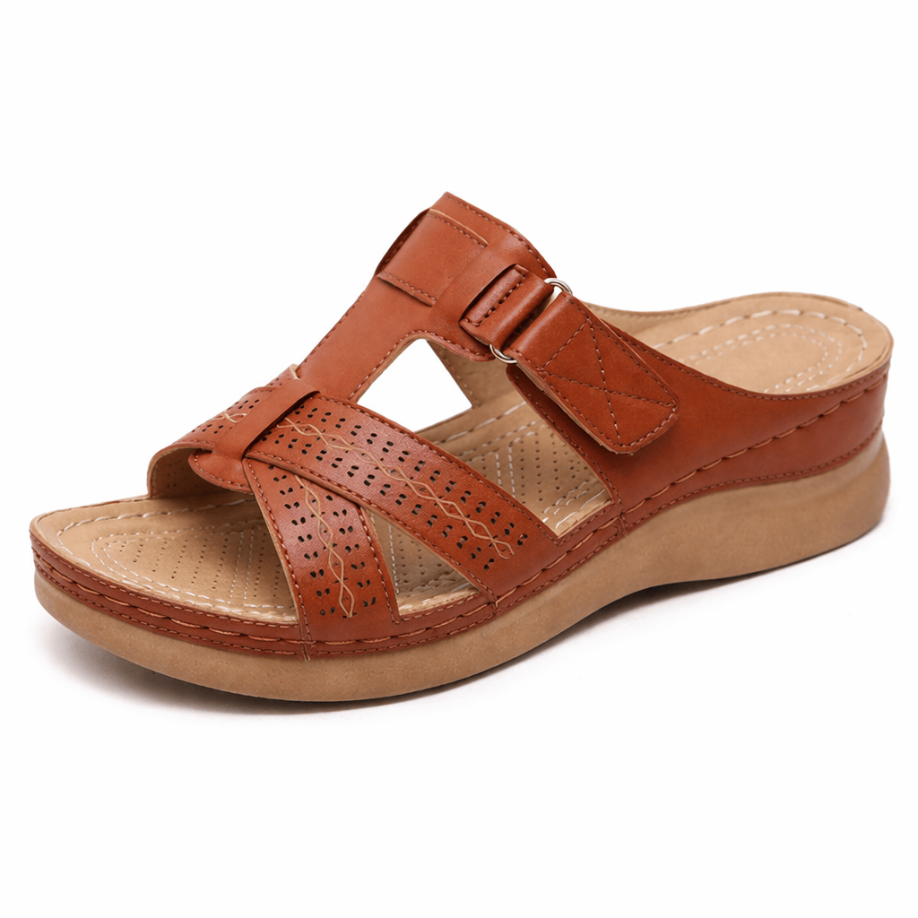 OrthoRelief Brown / 34 (UK 2) Orthopedic Wedge Sandals Womens – Stable All-Day Comfort