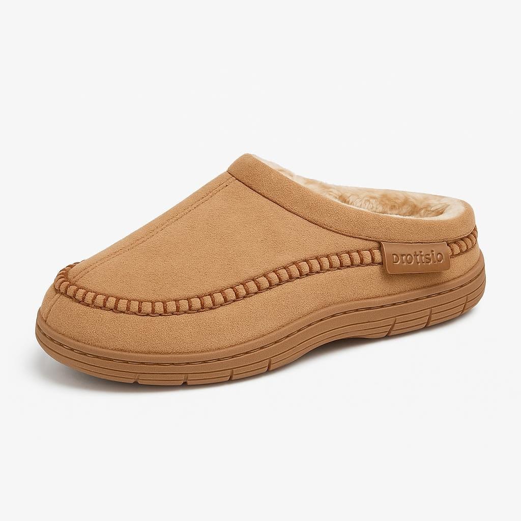 OrthoRelief Light Brown / 40 (UK 6) Men’s Warm Slippers – Orthopedic Comfort for Winter