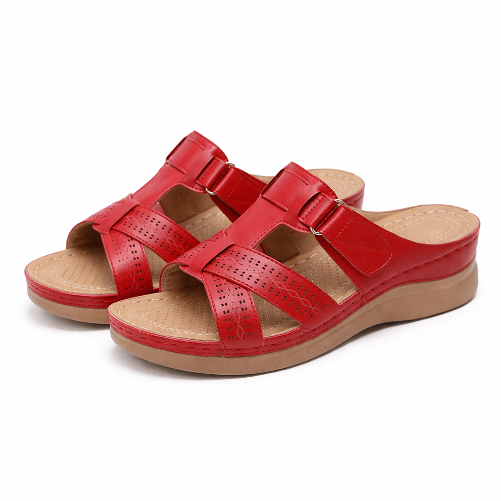 OrthoRelief RED 2 / 34 (UK 2) Orthopedic Wedge Sandals Womens – Stable All-Day Comfort