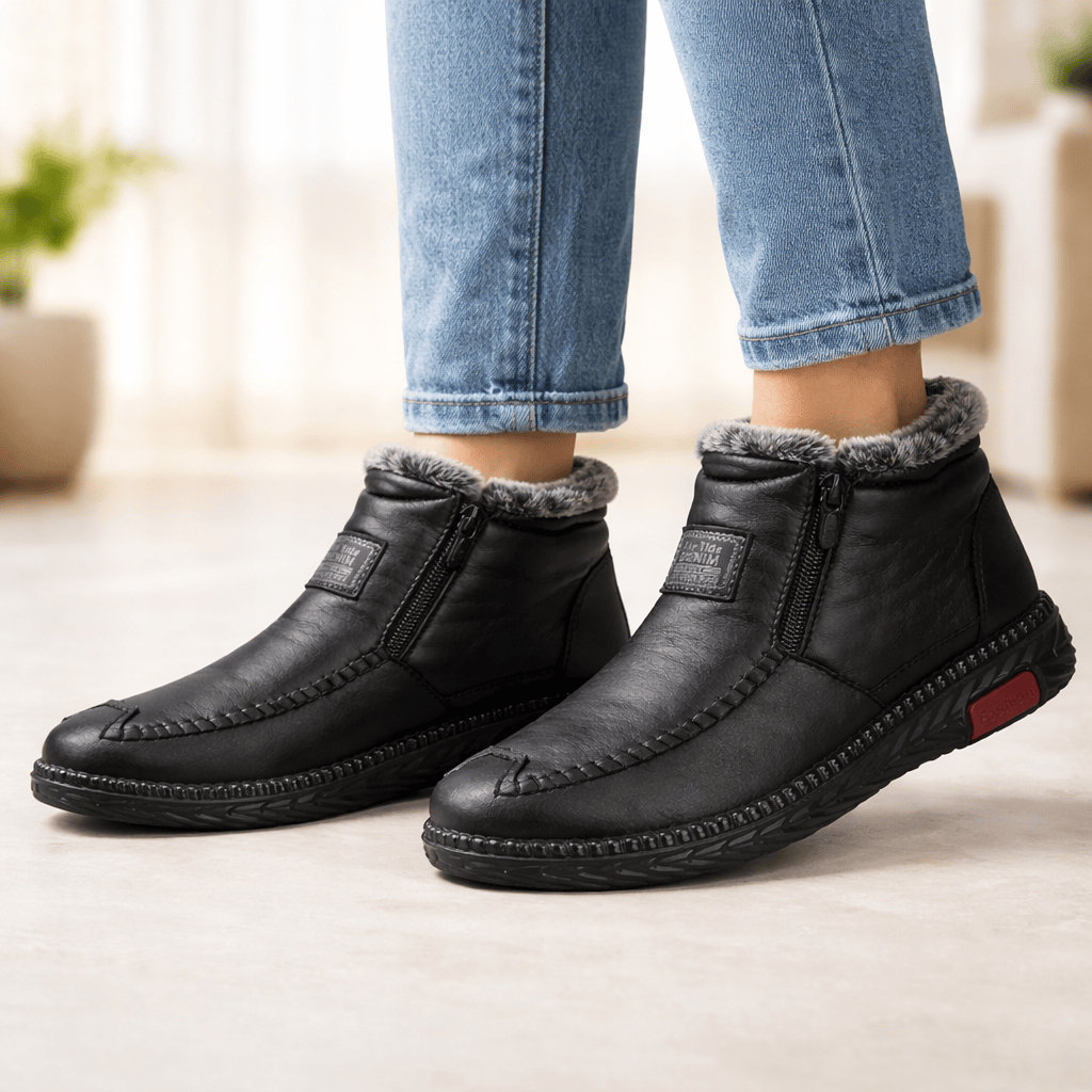 OrthoRelief Women Non-Slip Winter Leather Boots – Warm Orthopedic Support