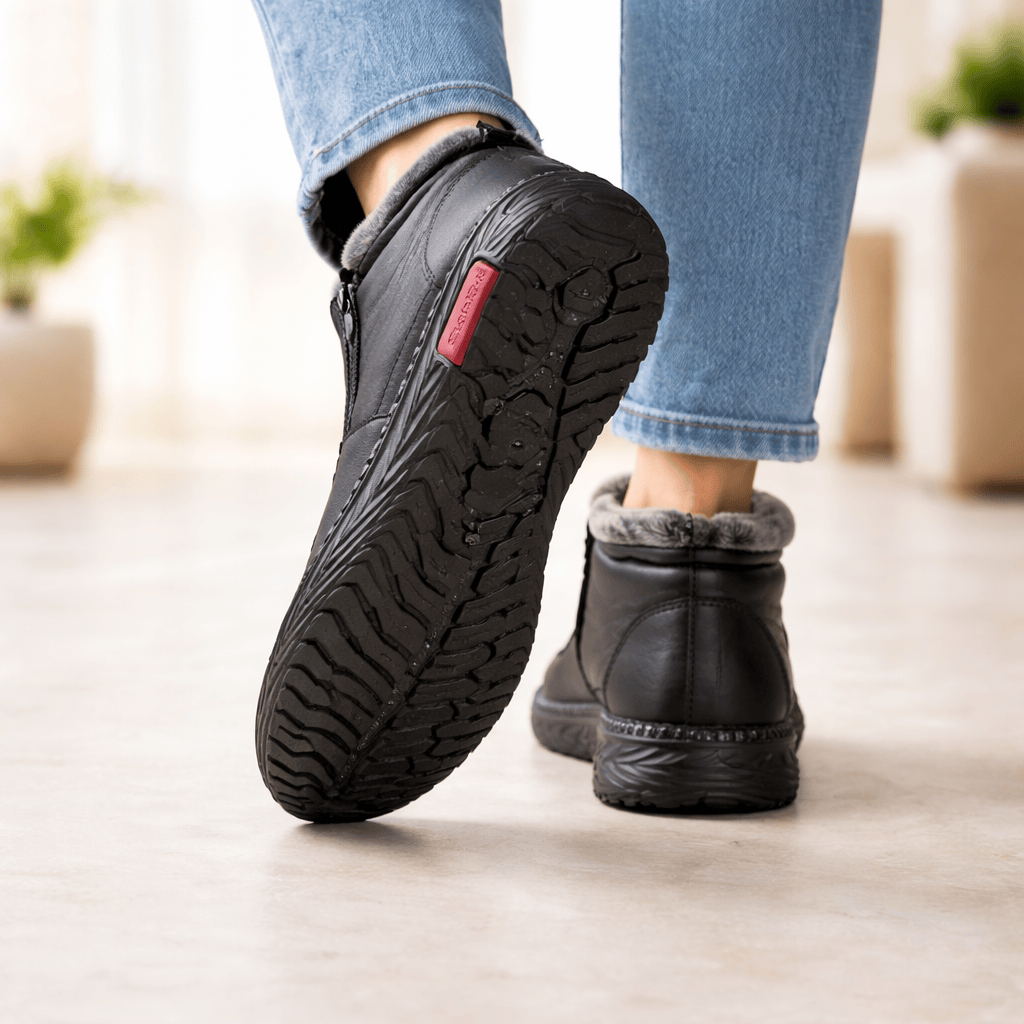 OrthoRelief Women Non-Slip Winter Leather Boots – Warm Orthopedic Support